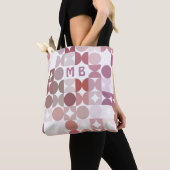 Tote Bag Motif d'art rétro rose pâle personnalisé Mauve Tau (De près)