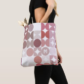 Tote Bag Motif d'art rétro rose pâle personnalisé Mauve Tau (De près)