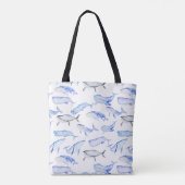 Tote Bag Motif de baleine bleue d'aquarelle (Dos)