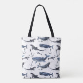 Tote Bag Motif de baleine et d'Ancre d'aquarelle (Dos)