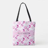 Tote Bag Motif De Baleines, Baleines Roses, Votre Nom (Dos)