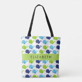 Tote Bag Motif De Baleines, Beaux Baleines, Votre Nom (Dos)
