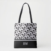 Tote Bag Motif de balle de soccer noir noir (Devant)
