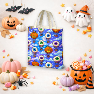 Tote Bag Motif de ballon d'Halloween bleu pour la tournée d