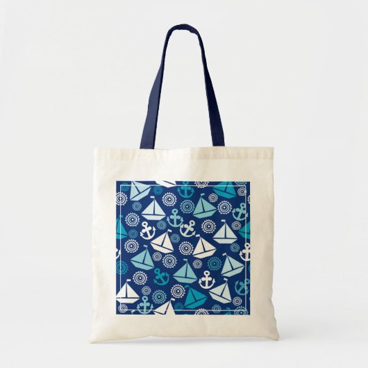 Tote Bag Motif de bande dessinée avec des voiliers (Devant)