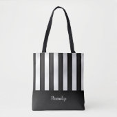 Tote Bag Motif de bande noir et blanc (Devant)