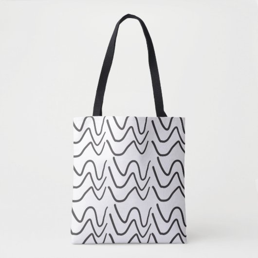 Tote Bag Motif de bande ondulée noir et blanc (Devant)