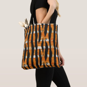 Tote Bag Motif de bande orange noir