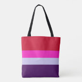 Tote Bag Motif de bandes rouge, rose et violet (Dos)