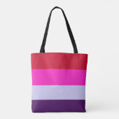 Tote Bag Motif de bandes rouge, rose et violet (Dos)