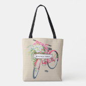 Tote Bag Motif de bicyclette rose rétro Panier (Dos)