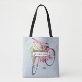 Tote Bag Motif de bicyclette rose rétro Panier (Devant)