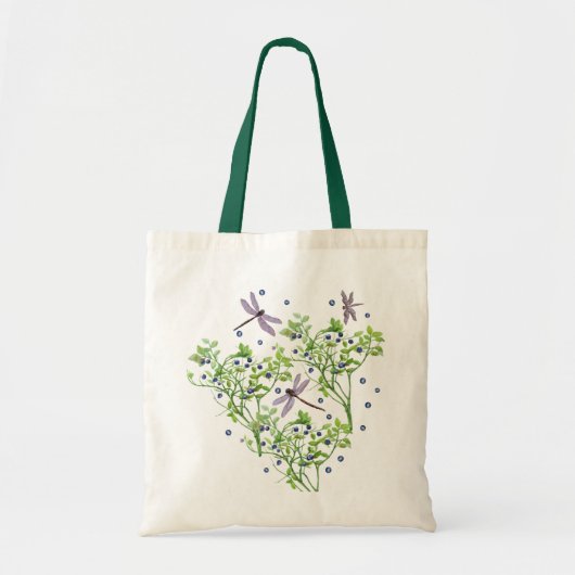 Tote Bag Motif de bleuets avec libellules (Devant)