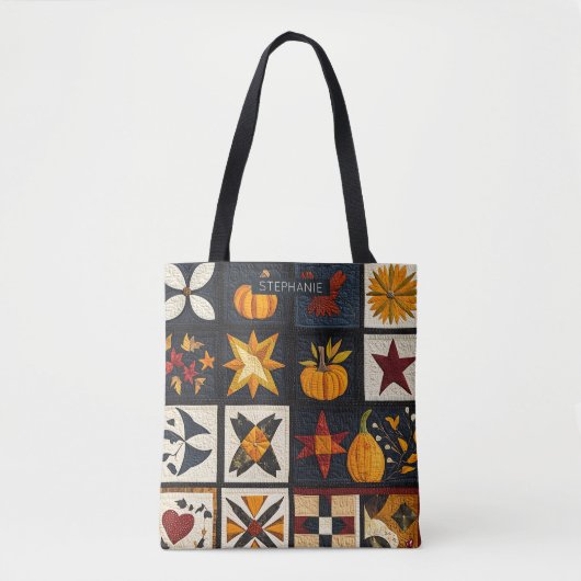 Tote Bag Motif de bloc de surface d'automne | Récolte rusti (Devant)