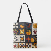 Tote Bag Motif de bloc de surface d'automne | Récolte rusti (Dos)