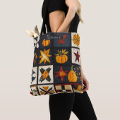 Tote Bag Motif de bloc de surface d'automne | Récolte rusti (De près)
