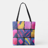 Tote Bag Motif de blocs colorés abstraits (Dos)