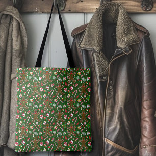 Tote Bag Motif de bonbon en pain d'épices festif vert ludiq