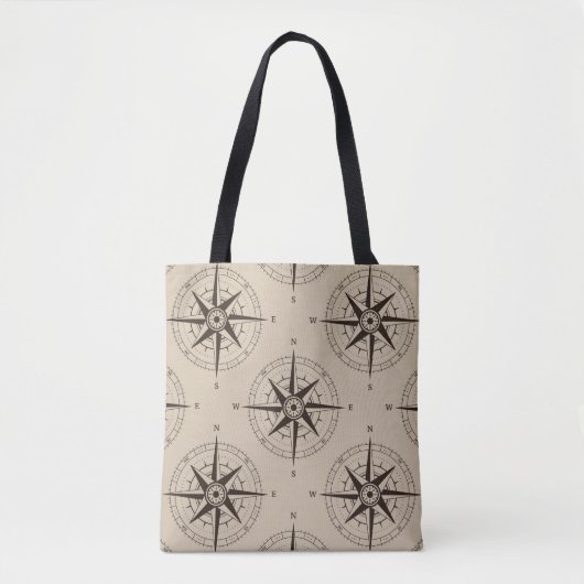 Tote Bag Motif de boussole de navigation (Devant)