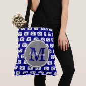 Tote Bag Motif de caméra de la marine monogramme avec nom p (De près)