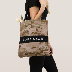 Tote Bag Motif de camouflage du désert, Votre nom, Personna