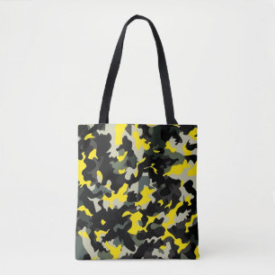 Tote Bag Motif de camouflage noir et jaune