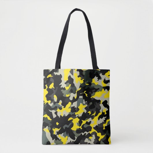 Tote Bag Motif de camouflage noir et jaune (Devant)