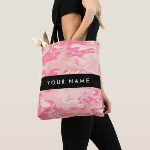 Tote Bag Motif de camouflage rose, Votre nom, Personnaliser