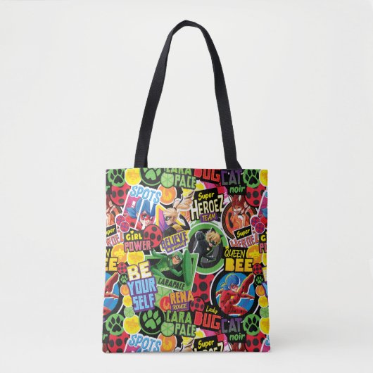 Tote Bag Motif de caractères superhéros miraculeux (Devant)