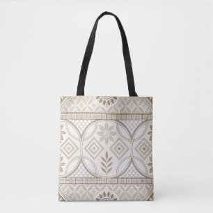Tote Bag Motif de carreaux floraux géométriques ornés