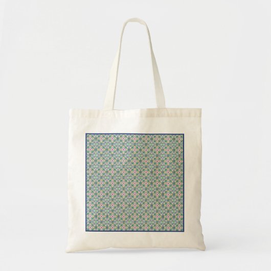 Tote Bag Motif de carreaux rose et bleu (Devant)