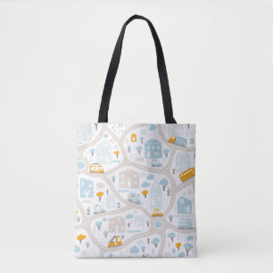 Tote Bag Motif de carte de quartier de Cute Pastel