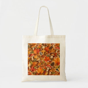 Tote Bag Motif de champignon de forêt automnale Feuilles
