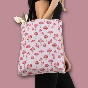 Tote Bag Motif de champignon de forêt rose