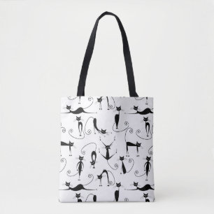 Tote Bag Motif de chat noir élancé fantaisiste