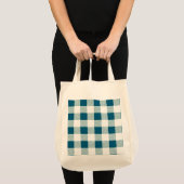 Tote Bag Motif de chèque En vichy bleu vert (Devant (produit))
