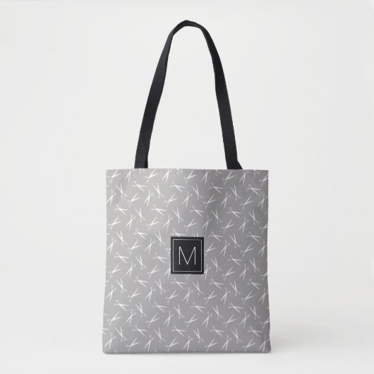 Tote Bag Motif de ciseaux de monogramme dans le gris (Devant)