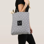 Tote Bag Motif de ciseaux de monogramme dans le gris (De près)