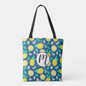 Tote Bag Motif de citron d'été en bleu marine (Dos)