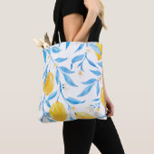 Tote Bag Motif de citrons d'aquarelle à main (De près)