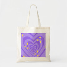 Motif de cœur hypnotique violet Y2K avec des étinc