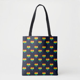 Tote Bag Motif de coeur Rainbow 8 Bit