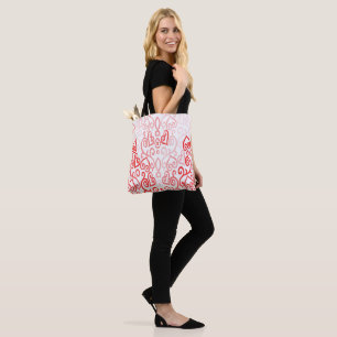Tote Bag Motif de coeur rouge et rose