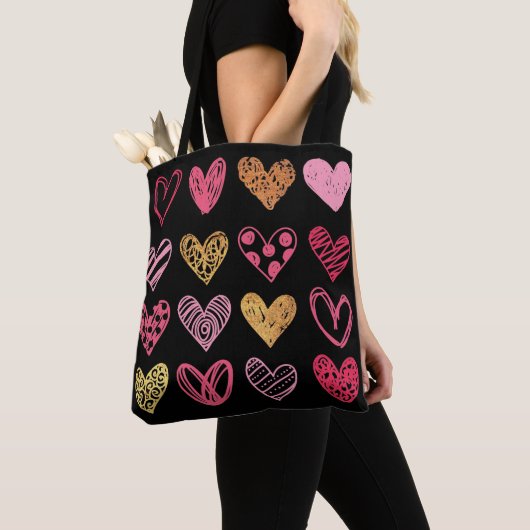 Tote Bag Motif de coeur tiré à la main ID470 (De près)