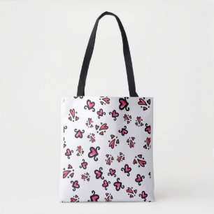 Tote Bag Motif de cœurs roses – Conception de gribouillis m