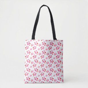 Tote Bag Motif De Coeurs Rouge Et Rose
