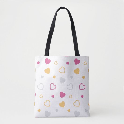 Tote Bag Motif de coeurs stylisés (Devant)
