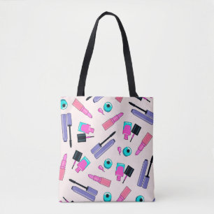 Tote Bag Motif de cosmétiques rose et violet