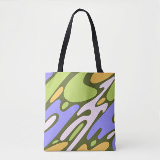 Tote Bag Motif de coup de pinceau diagonal Olive et Lavande