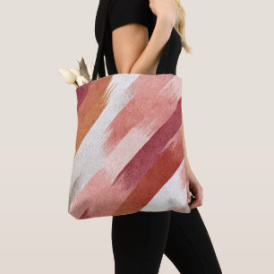 Tote Bag Motif de coup de pinceau en terre cuite rose moder